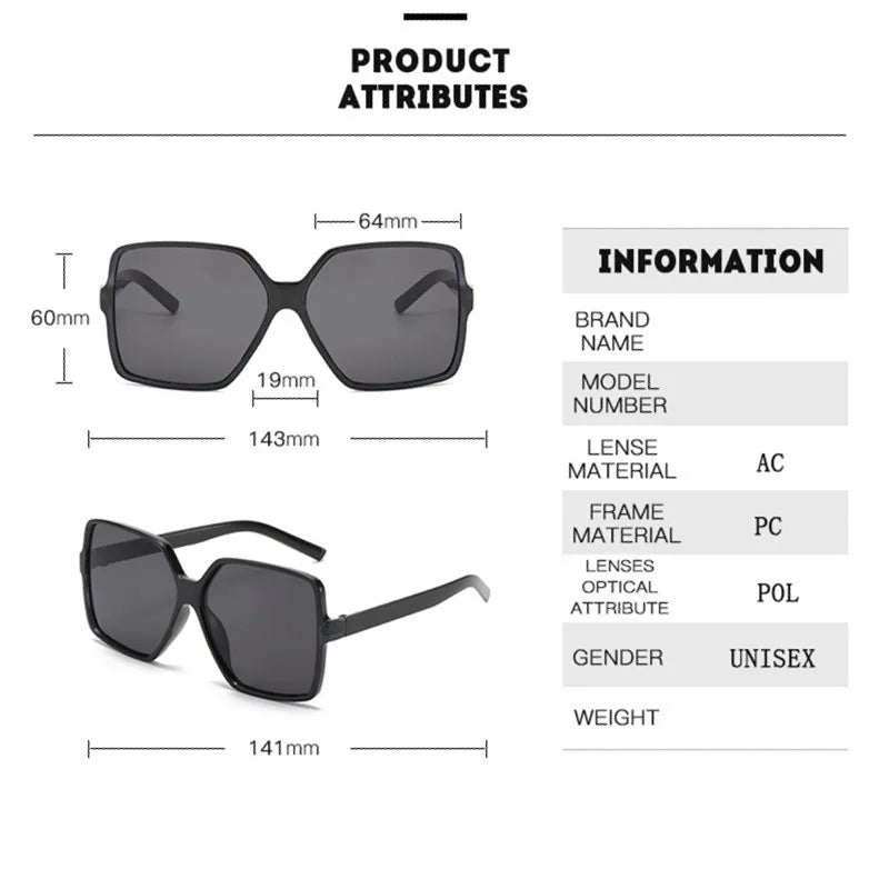 Oversized Sunglasses Women Plastic Female